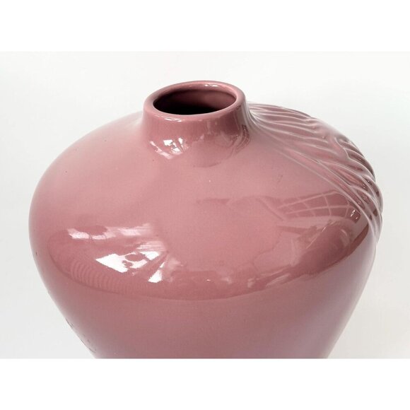 Mauve Pink Crane Embossed XL Tall Vintage Midcentury Royal Haeger Vintage Vase - Picture 4 of 10